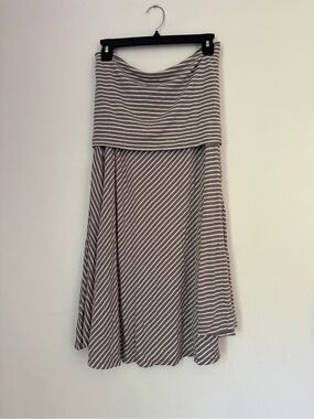 Striped Fold-Over Maxi Skirt in Taupe and White glittery Y2K Size Medium